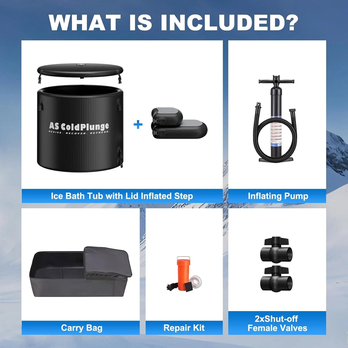 XL Ice Bath Tub for Cold Plunge, 120 Gal Ice Plunge Tub with Insulated Lid, Step Stool, Portable Inflatable Ice Pod Plunge Barrel, Easy Chiller Connection, Cold Therapy Indoor Outdoor