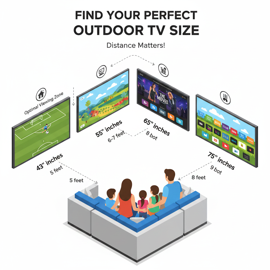 Outdoor TV, 43 Inch Waterproof Smart Outdoor Tvs, 4K, HDR 10, Weatherproof,1000Nits, Voice Assistant Remote, for Partial Sun Area(Deck Pro 3.0, Latest Model)
